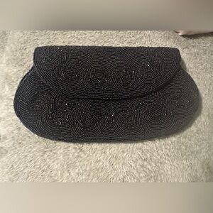 Elegant Black Beaded Clutch made in Belgium